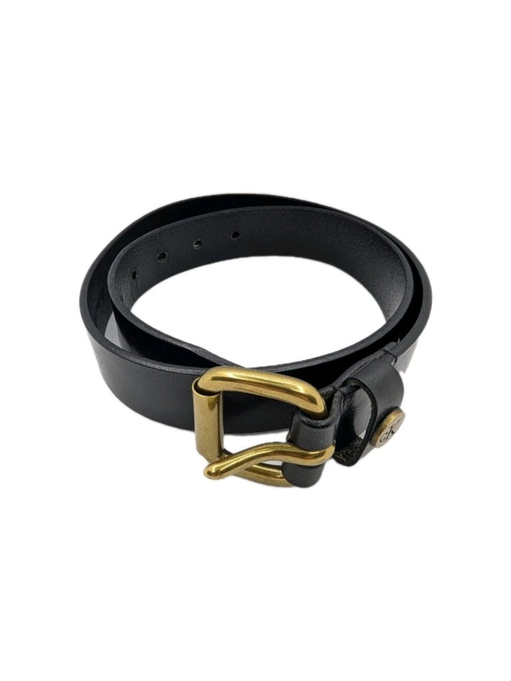 VTG CALVIN KLEIN Belt Large Italian Saddle black Leather Brass Buckle 90s 32"